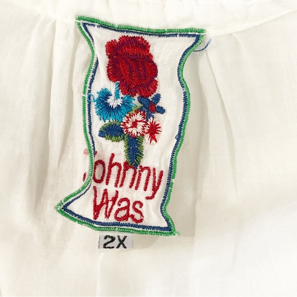 Johnny Was 2X  White embroidered BoHo tunic blouse - Picture 3 of 9